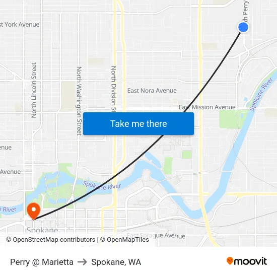 Perry @ Marietta to Spokane, WA map