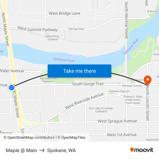Maple @ Main to Spokane, WA map