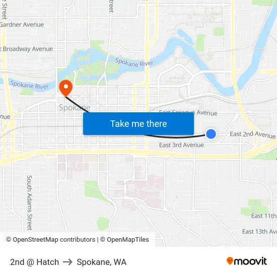 2nd @ Hatch to Spokane, WA map