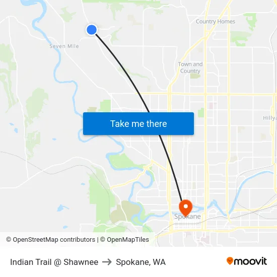 Indian Trail @ Shawnee to Spokane, WA map
