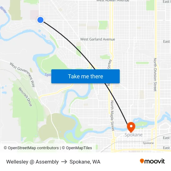 Wellesley @ Assembly to Spokane, WA map