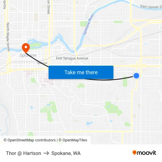 Thor @ Hartson to Spokane, WA map