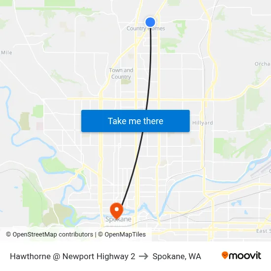 Hawthorne @ Newport Highway 2 to Spokane, WA map