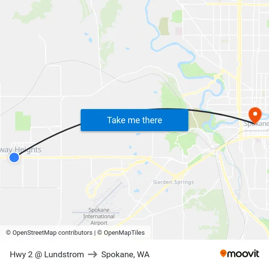 Hwy 2 @ Lundstrom to Spokane, WA map