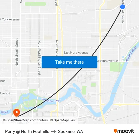 Perry @ North Foothills to Spokane, WA map