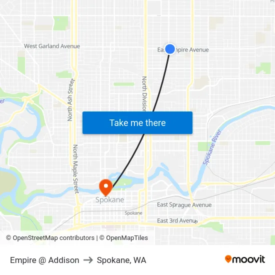 Empire @ Addison to Spokane, WA map