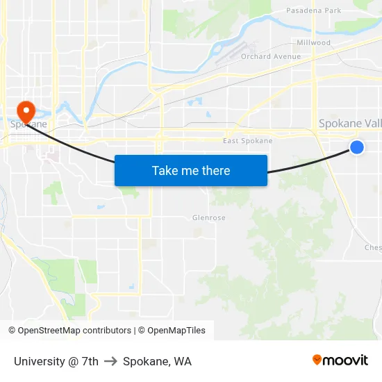 University @ 7th to Spokane, WA map
