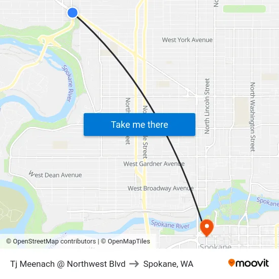 Tj Meenach @ Northwest Blvd to Spokane, WA map