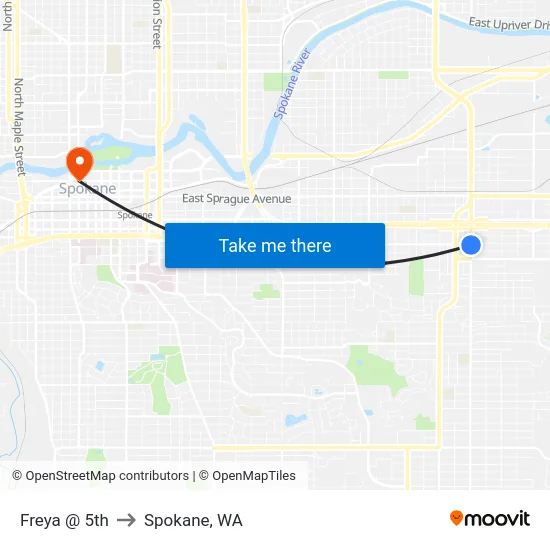 Freya @ 5th to Spokane, WA map
