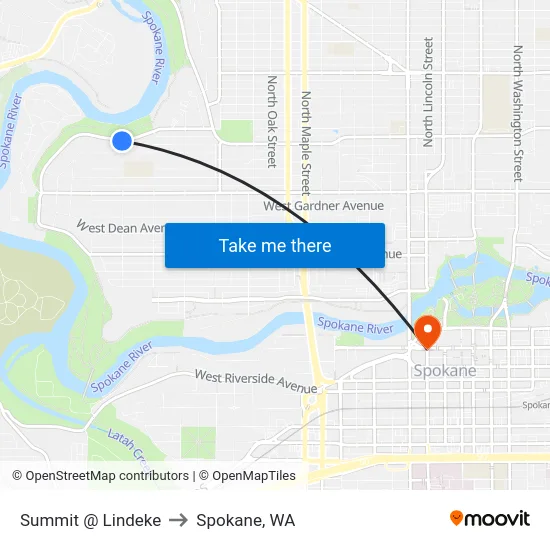 Summit @ Lindeke to Spokane, WA map