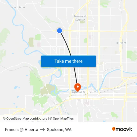 Francis @ Alberta to Spokane, WA map