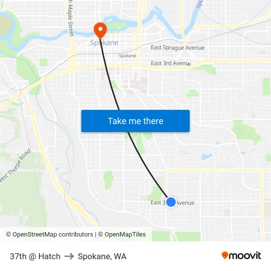 37th @ Hatch to Spokane, WA map