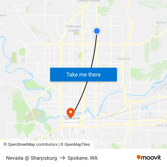 Nevada @ Sharpsburg to Spokane, WA map