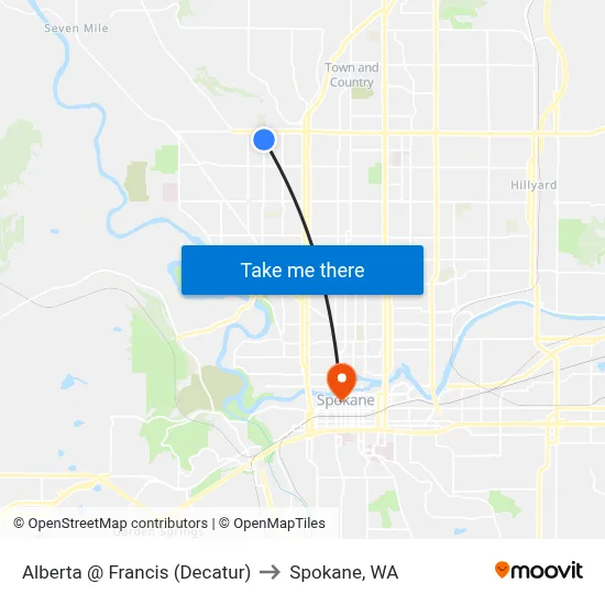 Alberta @ Francis (Decatur) to Spokane, WA map
