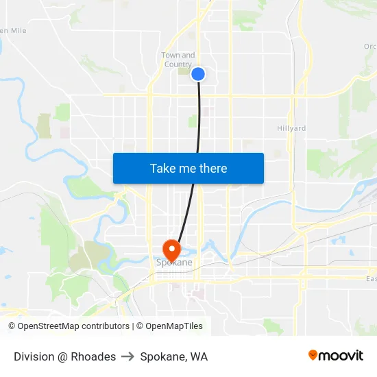 Division @ Rhoades to Spokane, WA map