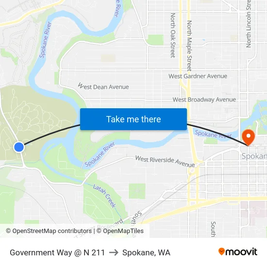 Government Way  @ N 211 to Spokane, WA map