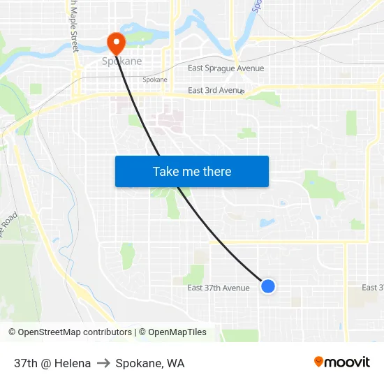 37th @ Helena to Spokane, WA map