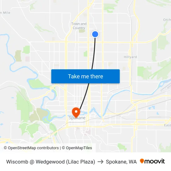 Wiscomb @ Wedgewood (Lilac Plaza) to Spokane, WA map