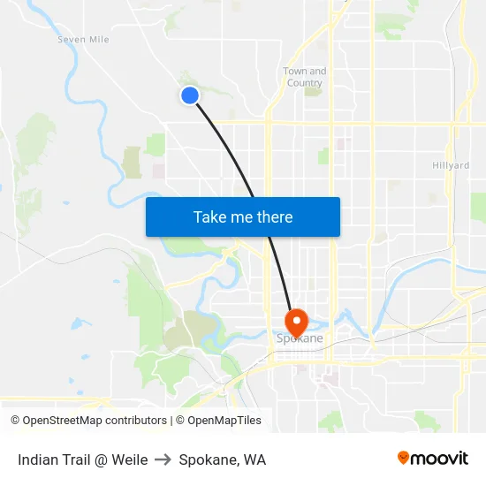 Indian Trail @ Weile to Spokane, WA map