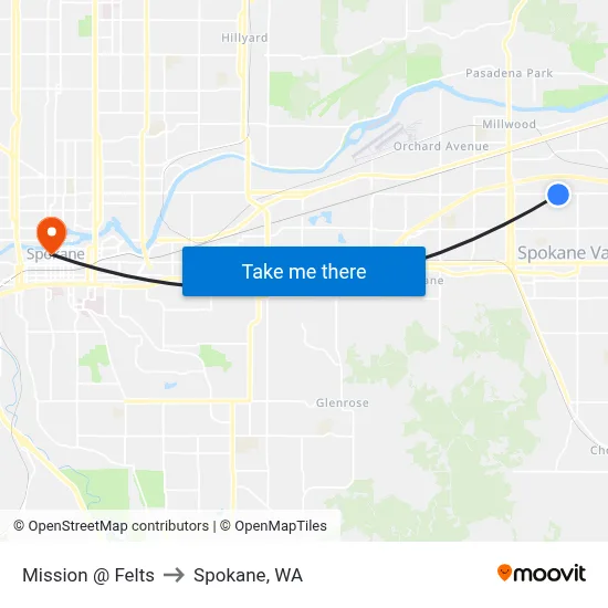 Mission @ Felts to Spokane, WA map