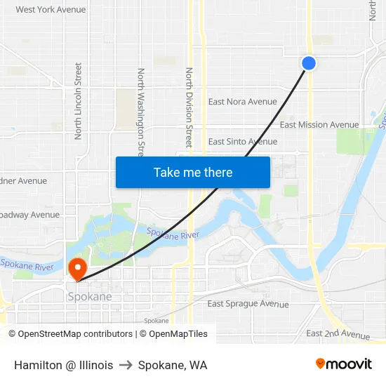Hamilton @ Illinois to Spokane, WA map