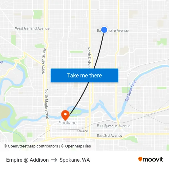 Empire @ Addison to Spokane, WA map