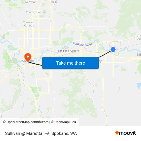 Sullivan @ Marietta to Spokane, WA map