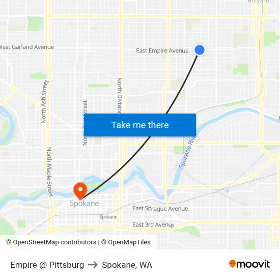 Empire @ Pittsburg to Spokane, WA map
