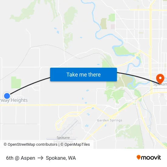 6th @ Aspen to Spokane, WA map