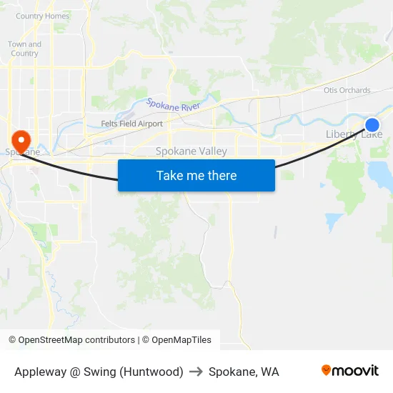 Appleway @ Swing (Huntwood) to Spokane, WA map
