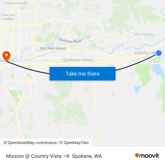 Mission @ Country Vista to Spokane, WA map