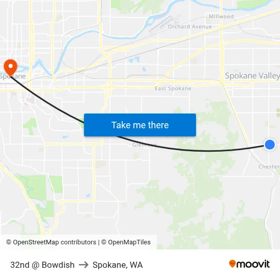 32nd @ Bowdish to Spokane, WA map