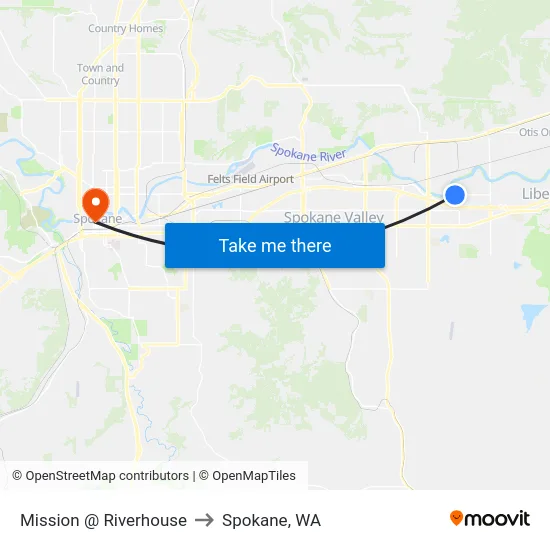 Mission @ Riverhouse to Spokane, WA map