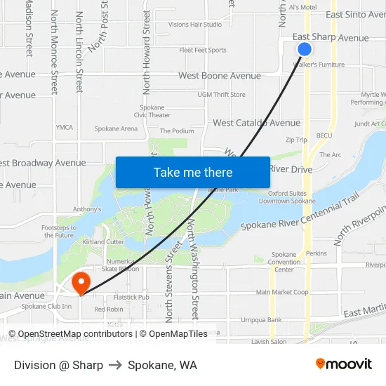 Division @ Sharp to Spokane, WA map