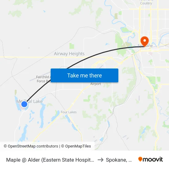 Maple @ Alder (Eastern State Hospital) to Spokane, WA map