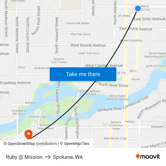 Ruby @ Mission to Spokane, WA map