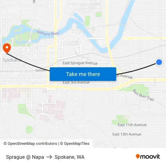 Sprague @ Napa to Spokane, WA map