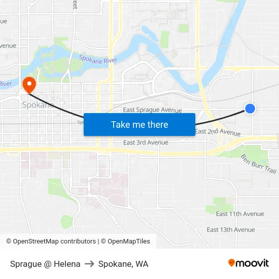 Sprague @ Helena to Spokane, WA map