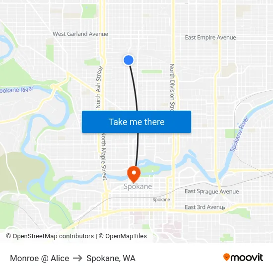 Monroe @ Alice to Spokane, WA map