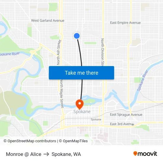 Monroe @ Alice to Spokane, WA map