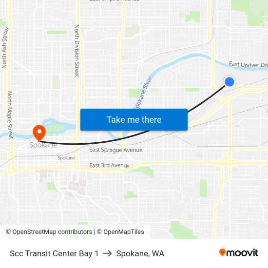 Scc Transit Center Bay 1 to Spokane, WA map