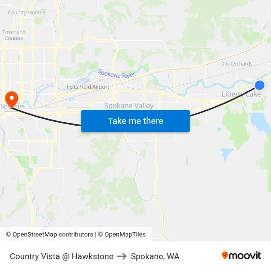 Country Vista @ Hawkstone to Spokane, WA map