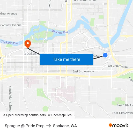 Sprague @ Pride Prep to Spokane, WA map