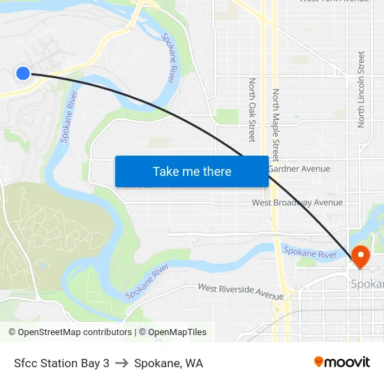 Sfcc Station Bay 3 to Spokane, WA map