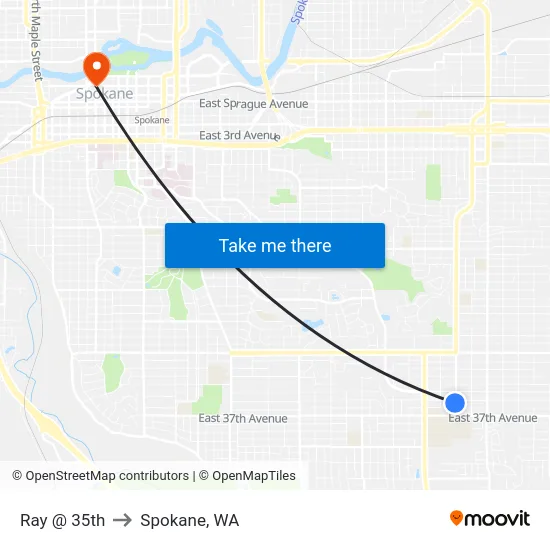 Ray @ 35th to Spokane, WA map