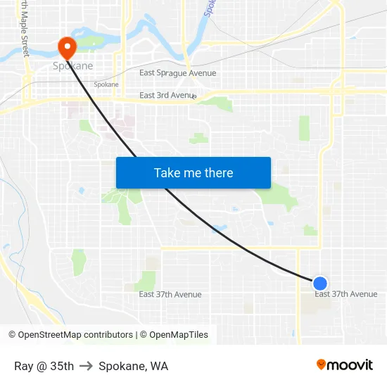 Ray @ 35th to Spokane, WA map