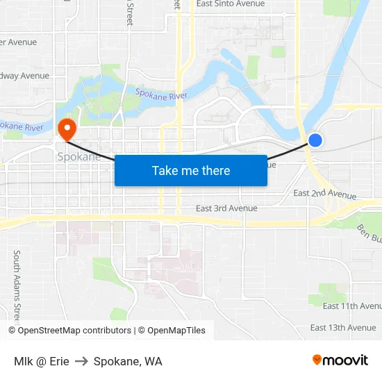 Mlk @ Erie to Spokane, WA map