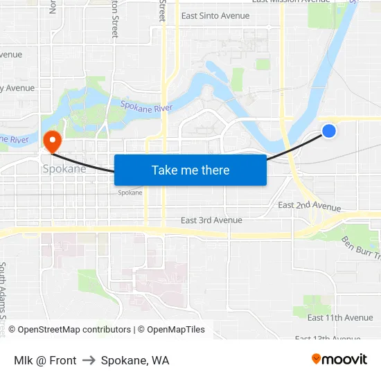 Mlk @ Front to Spokane, WA map