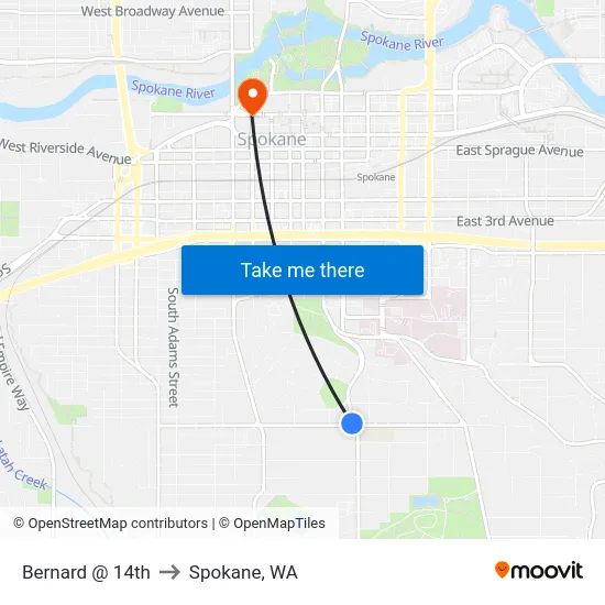 Bernard @ 14th to Spokane, WA map