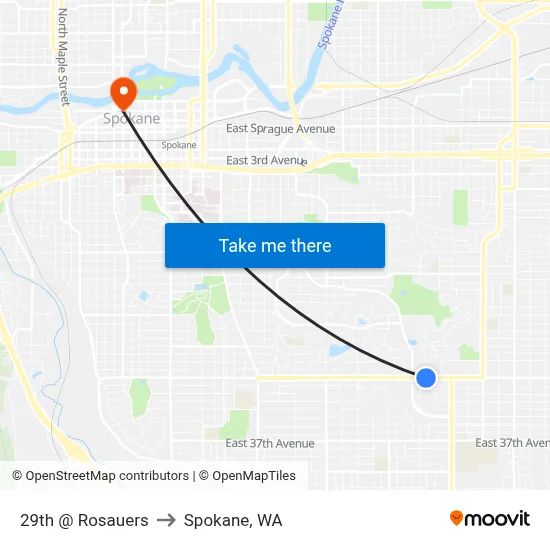 29th @ Rosauers to Spokane, WA map